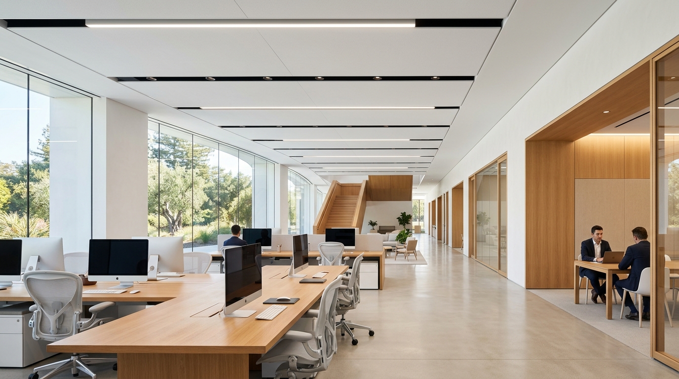 Deep Anti-Glare Commercial Downlight (UGR<13) - Modern Corporate Office